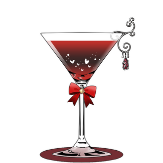 Bloodlust If you're looking to boost your energy for the night then we recommend this, a intimidating blood-colored drink with hearts sparkling from the bottle of the glass. It's sweet, tasty even... but beware its side effects.